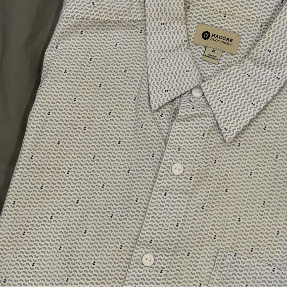 Blue and white anchors nautical print button down shirt - Picture 7 of 8